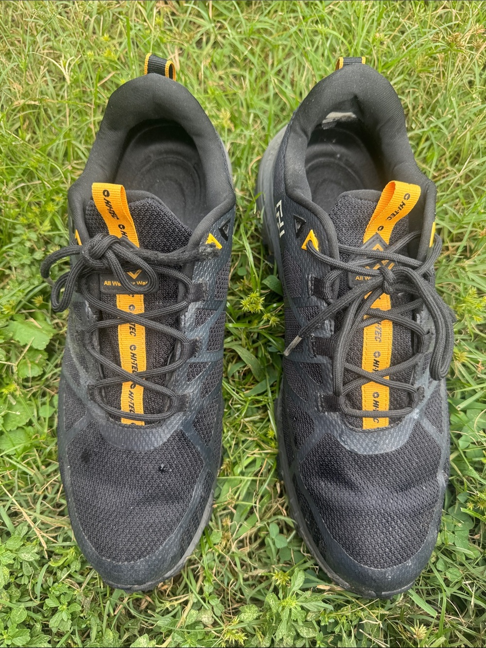 Hi-Tec Men's Black Athletic Shoes with Orange Pull Tabs